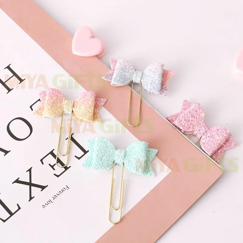 custom size diary notebook flora fabric large pom U clip page marker flower bookmark flower ribbon bow