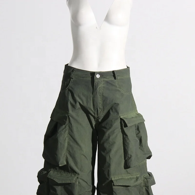 Bettergirl  New Hot Girl Style 6 Pocket Pants Design Vintage Wide Leg Trousers Cargo Jeans Women