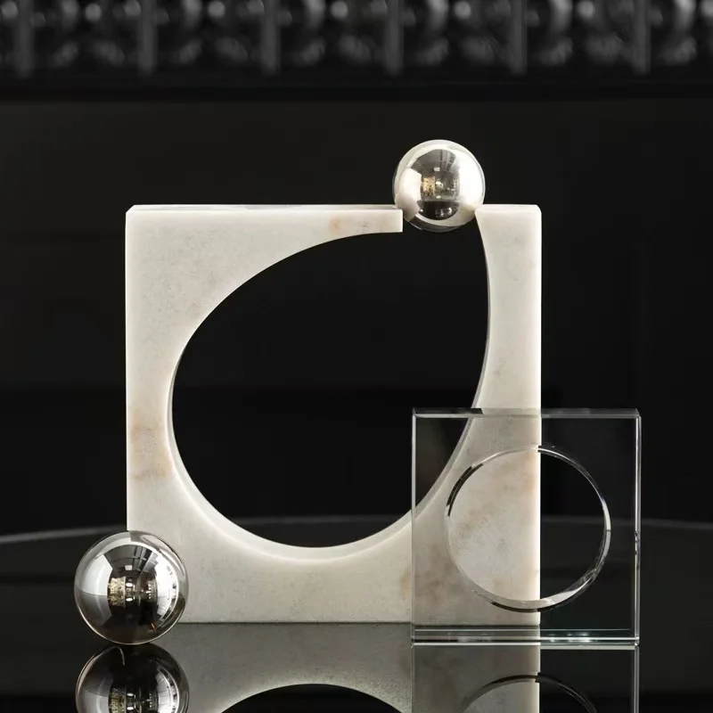 Villa Study Marble Furniture Accessories Marble Crystal Geometric Ornaments