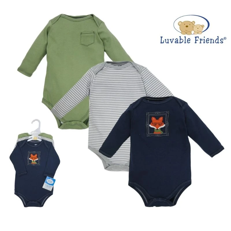  Hudson Baby Комплект боди 3PK-; Комбинезоны для малышей; Одежда с длинными рукавами 100% хлопок No.55166CH