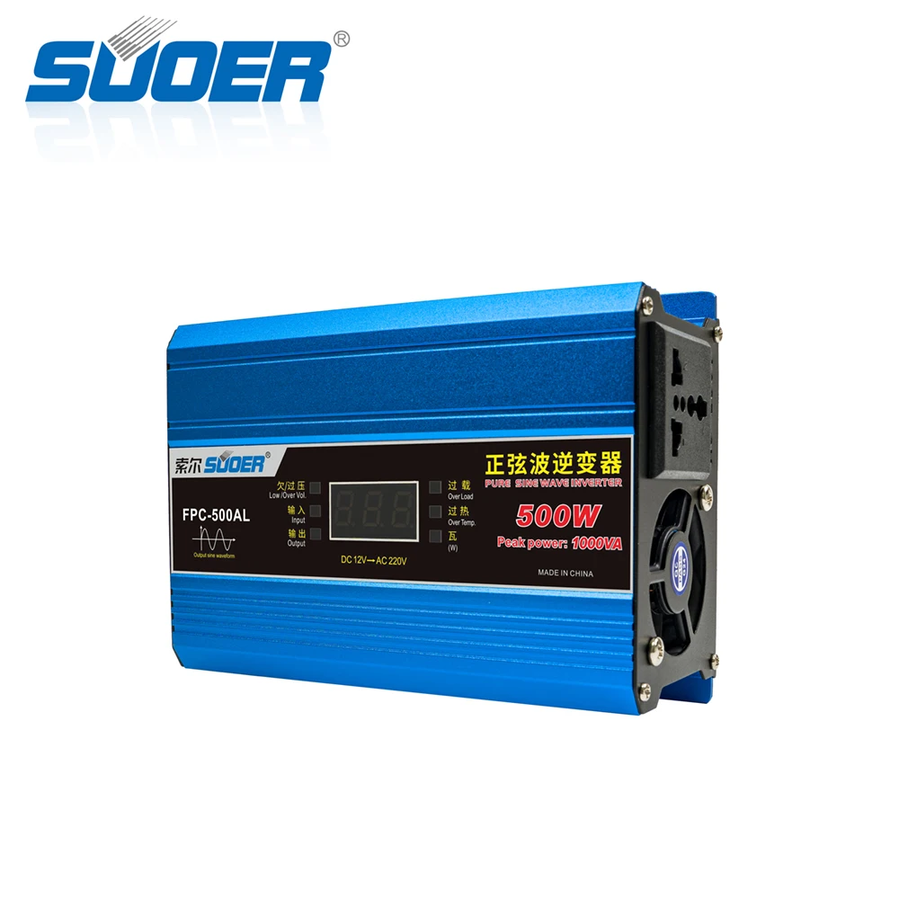Suoer DC 12 TO AC 220V 500W Pure Sine Wave Micro Power Inverter