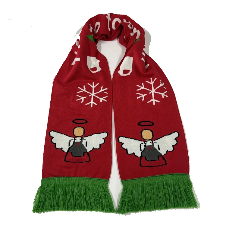 OEM Promotional Customized Acrylic Knitted Football Fan Soccer Scarf Custom Winter Scarf Knitting Scarves Winter Hat Gloves Set
