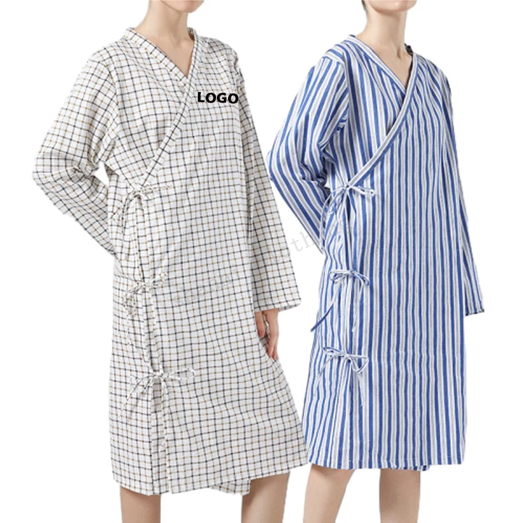Skin-firendly comfortable adults medical theatre cotton hospital clothing patient dress patient dressing gown