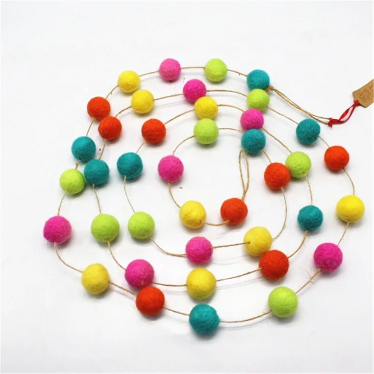 
Amazon top seller 2020 Felt Ball Garlands christmas wool felt ball garland 