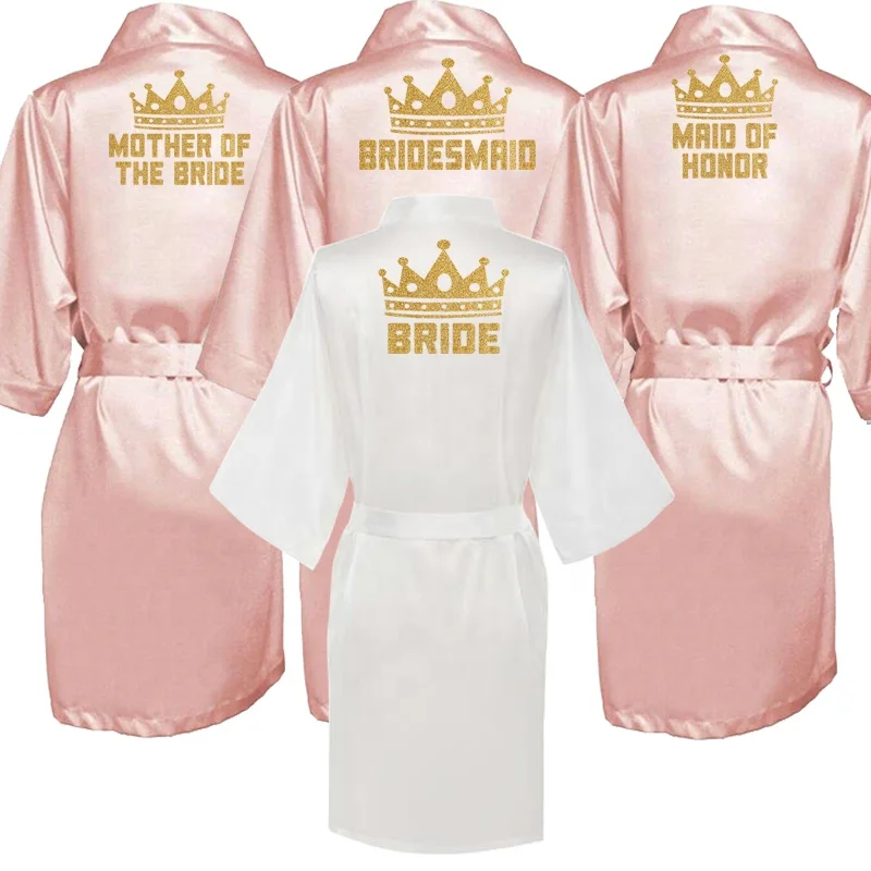133 colors cheap robe women kids kimono style wedding birthday bridesmaid satin silk bathing robes