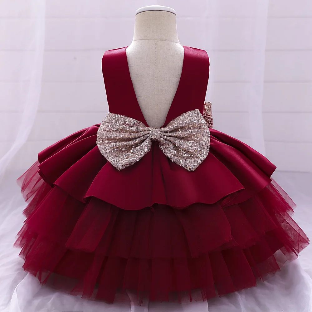 Baby Dresses Kids Gown Clothing Birthday Pageant Party Sleeveless Embroidery Formal Bow Lace Baby Dress Flower Girl Dress