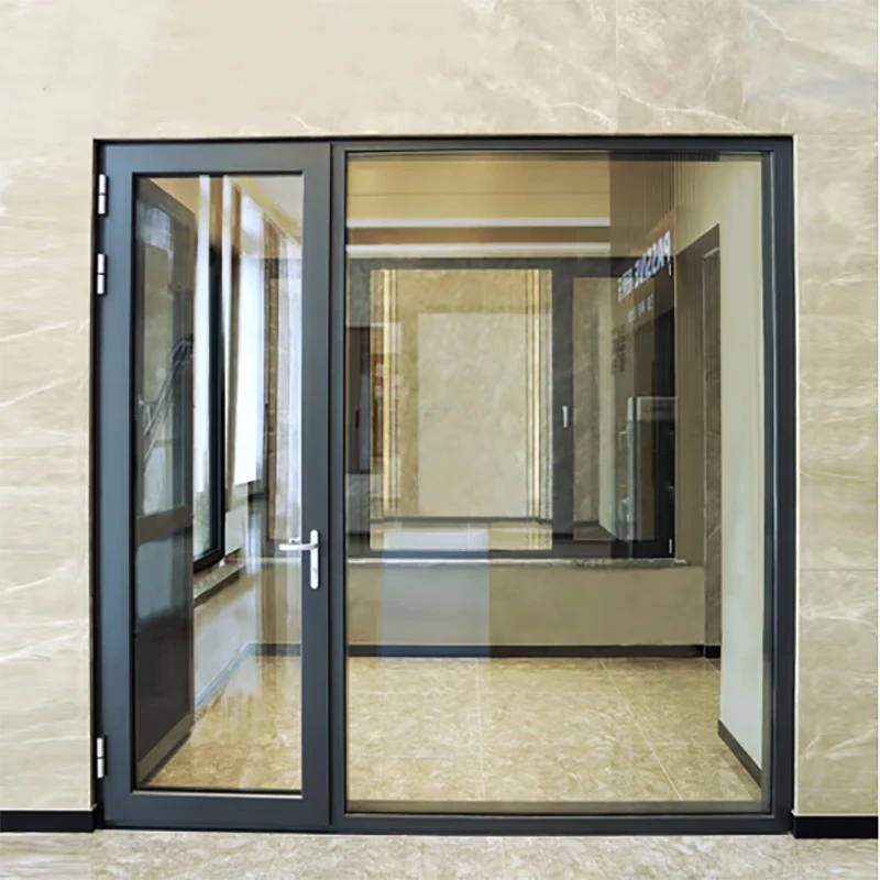 Exterior Commercial Store Door Aluminum Low-e glass Swing Front Hinged French Terrace Door with Sidelights