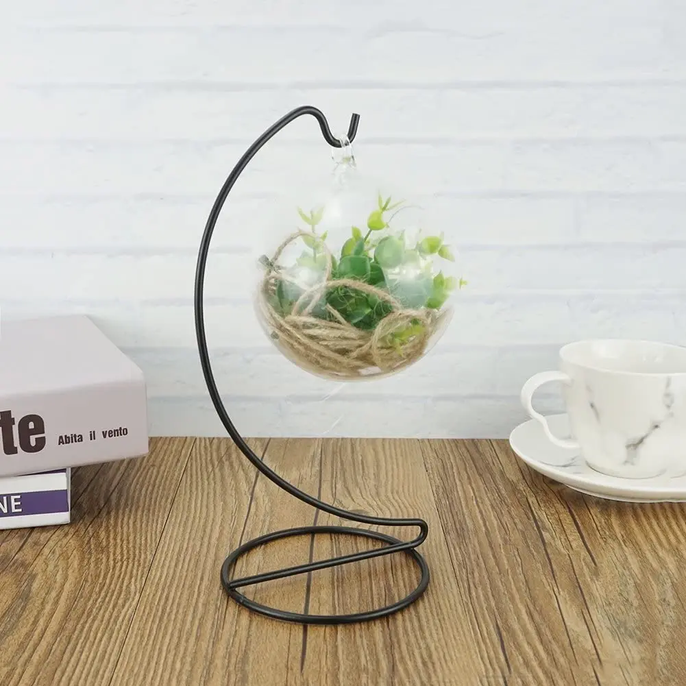 Black Iron Hanging Stand Rack Holder for Hanging Glass Globe Air Plant Terrarium, Witch Ball, Christmas Ornament