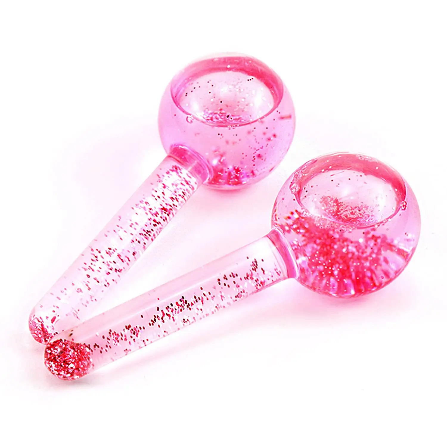 Glitter Ball Pink Beauty Tool Facial Cooling Eye Body Skin Care Lift Glass For Ice Globes Ice Roller Face Massager