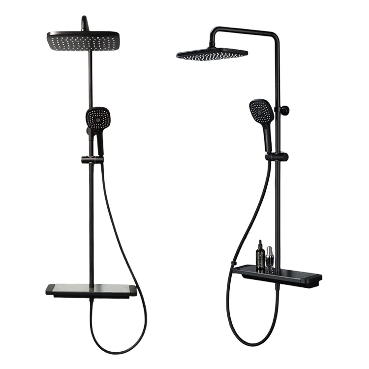 SONSILL Hotel Luxury Wall Mounted Black Bathroom Shower Set Rain Mixer Stainless Shower Set