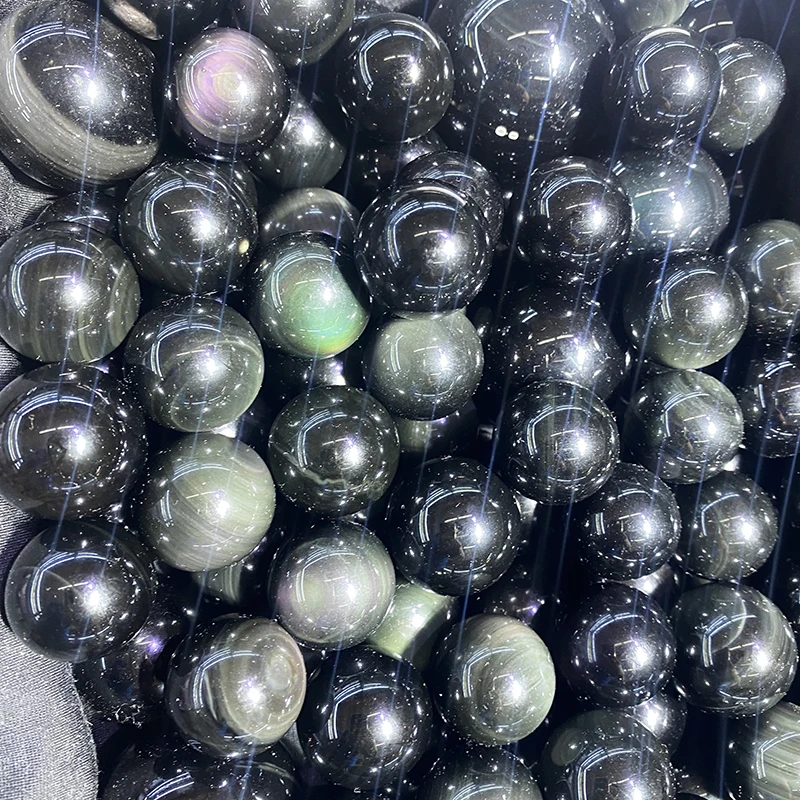 Wholesale Natural High Quality rock crystal rainbow balls Healing Stone sphere Rainbow Obsidian Sphere For Home Decoration