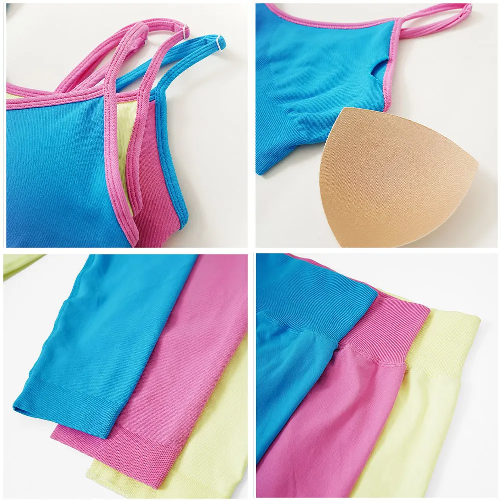 Fitness Suit Women 2 Piece Set Yoga Bra Pant Workout Tracksuit Sports Outfit High Waist Leggings Peach Hip Gym Sportswear