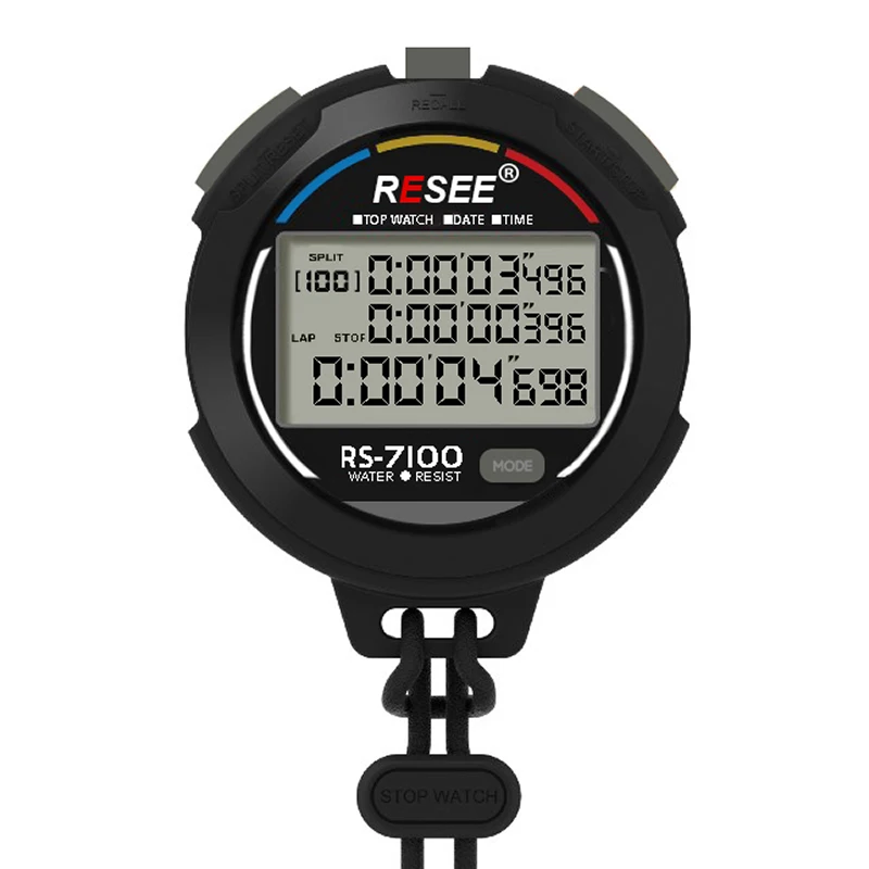 Resee OEM Customization 100 Laps Memory TImer Electronic digital stopwatch timer multifunction portable Sports Stop Watch