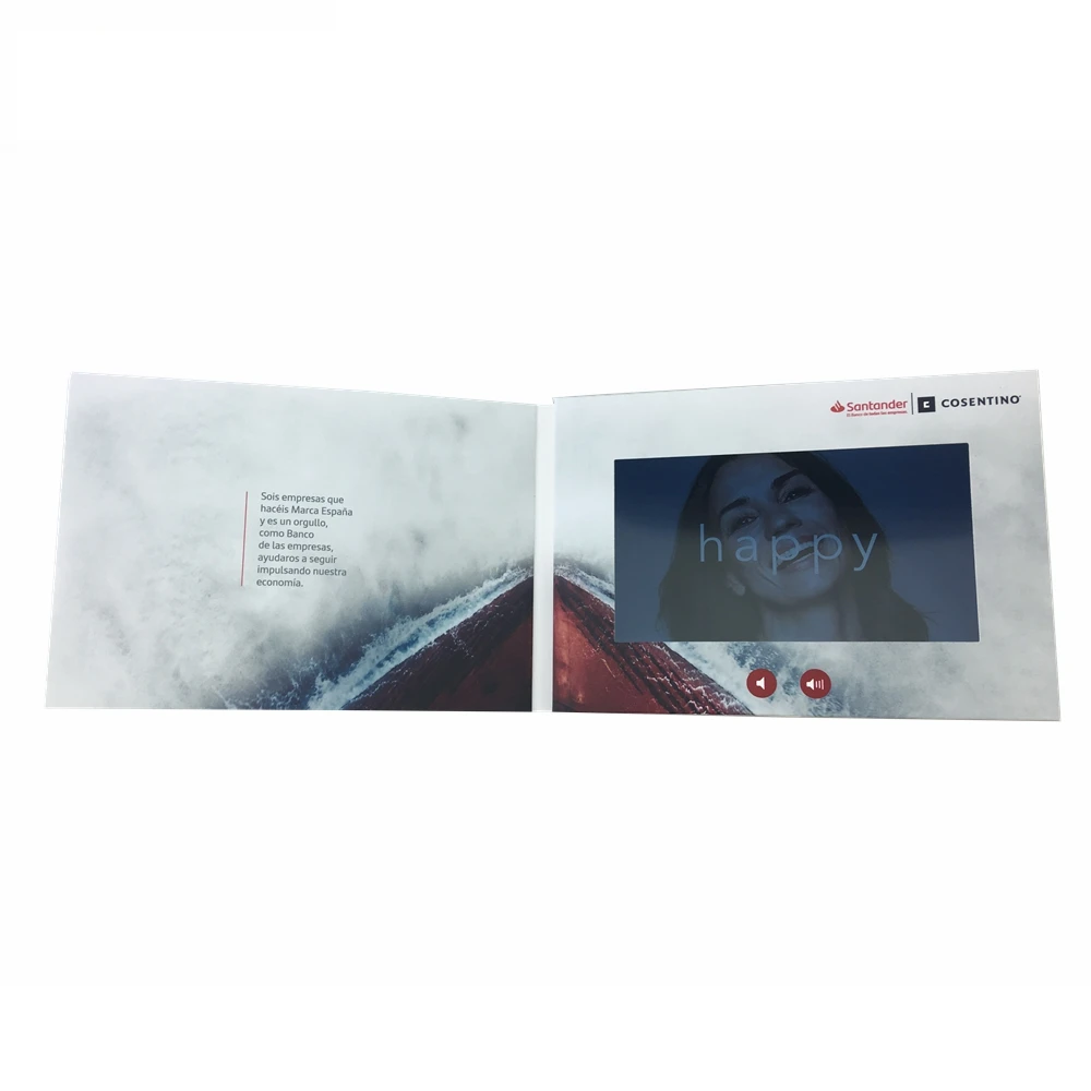 POP UP A5 7 inch video card with lcd screen  video brochures with customized design For Business and Advertising