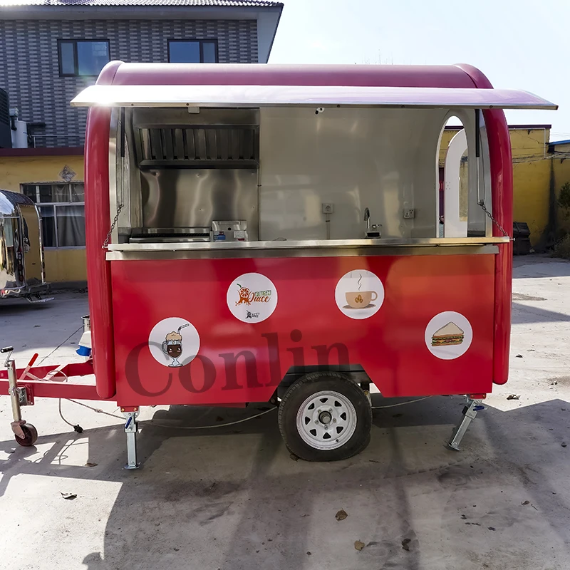 Portable Ice Cream Parlors Fruit Juice Food Trailer French Fries Cart For Sale