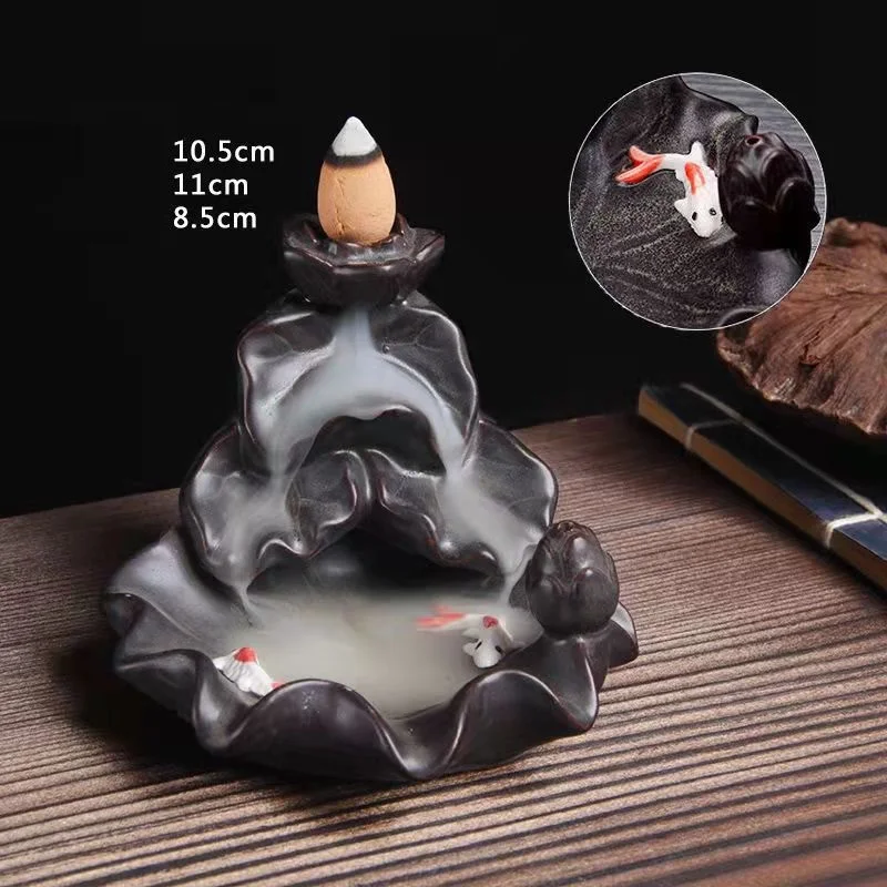 Vintage Ceramic Incense Burners BackFlow Incense Burners Holder Home Decor Joss Stick Aromatherapy Black Brown Aroma Censer