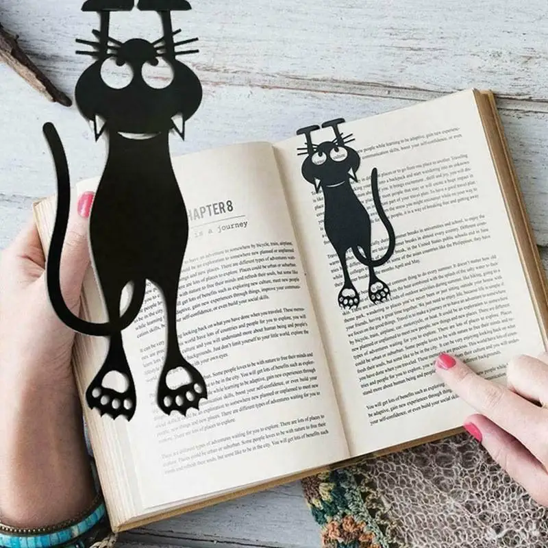 Dropshipping Creative Acrylic Bookmark Hollowed out Black Cat Bookmark Cat Hanging Animal Bookmark Accept Custom (1600754750177)