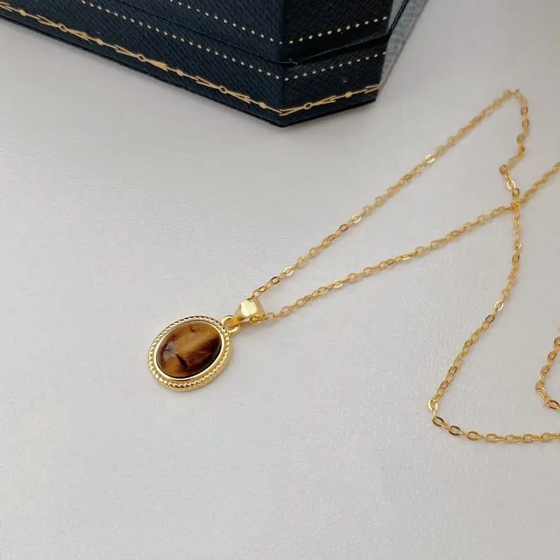 fine jewelry 925 sterling silver cross chain tiger eye pendant necklace women 925 silver versatile necklaces jewelry wholesale