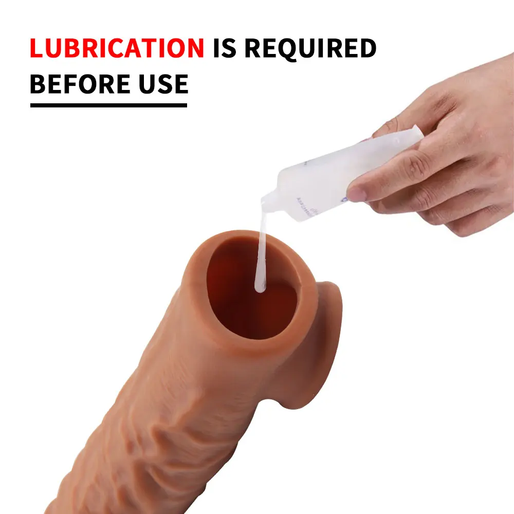 Reusable Penis Sleeve Extender Realistic Penis Condom Silicone Extension  Cock Enlarger Condom Sheath Delay Sex Toy for Men