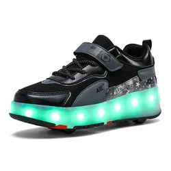 Kick Roller Skate Shoes For Kids Sneakers With 4 Wheels Led Light Up zapatillas con ruedas