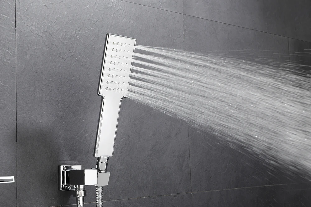 Ceiling Rain LED Shower System Fixture 900*350mm LED Rain Shower Head Bathroom Thermostatic Brushed Silver Shower Faucet Set