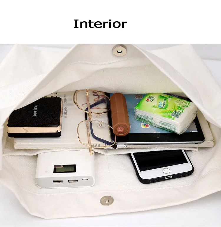 Simple Design Large Size  Travel Shoulder Bags Magnetic Snap Canvas Bag