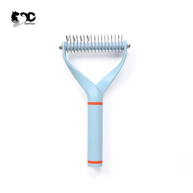 GeerDuo 2 in 1 Comb Stainless Steel Open Knot Clean Hair Dog Brush Cat Grooming Brush Removal Deshedding Tools
