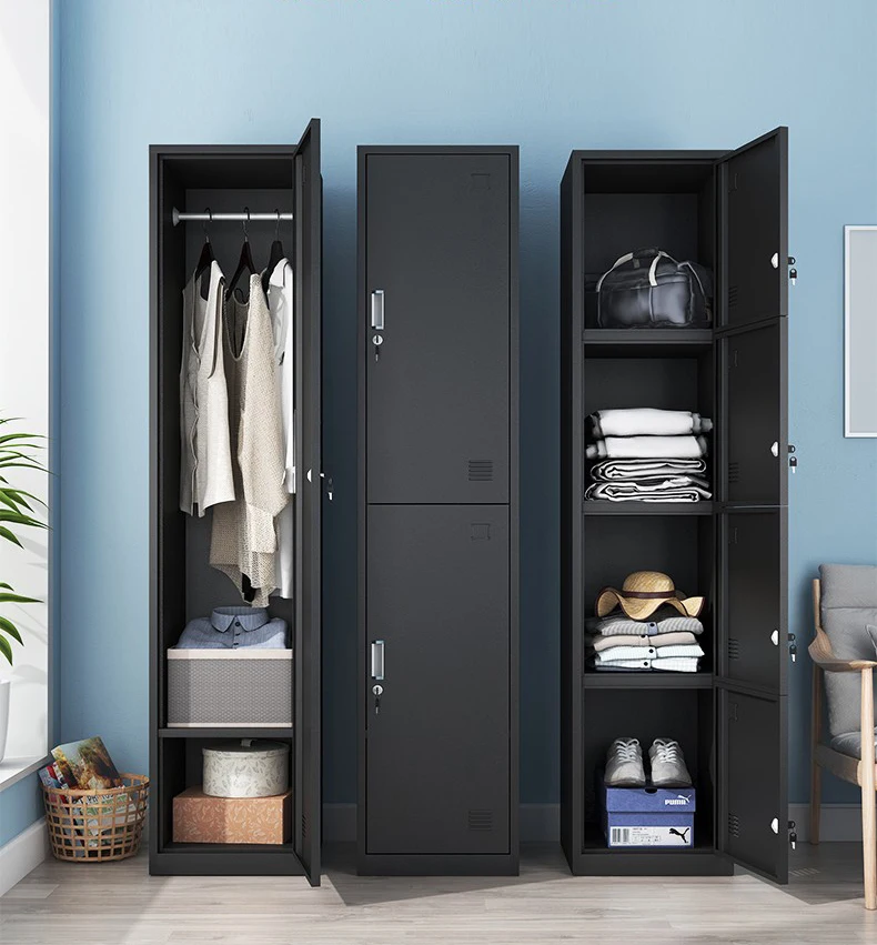 Single 2 door 2 tier locker Wardrobe Closet Cupboard Wardrobes Metal Armoire metal steel cabinet storage gym locker with key