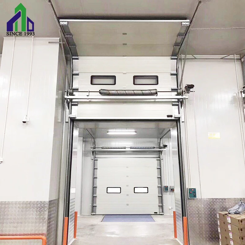 JIANDA Industrial sectional door white color high lift sliding industrial door with windows