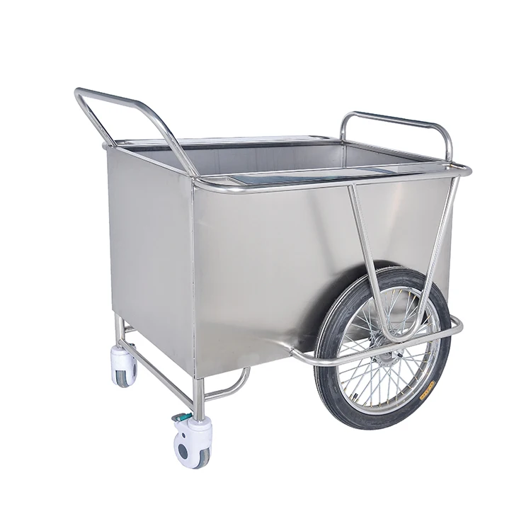 BMT38 Stainless Steel Two-barrel Dirt Cleaning Medical Waste Transport Trolley