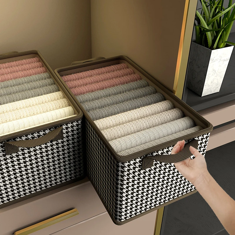 Low Price Handle Design Collapsible Storage Box Closet Organizer for T-shirts Jeans Skirts Cosmetics Foldable Storage Box