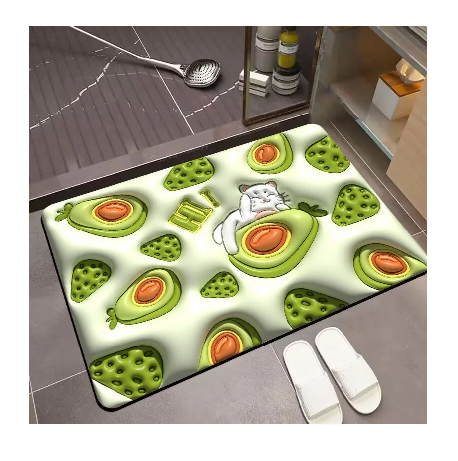 Newest Fruit Printed Home Bathroom Mat Non-slip Pebble Carpets Absorbent Lavatory Bedroom Floor Toilet Mat