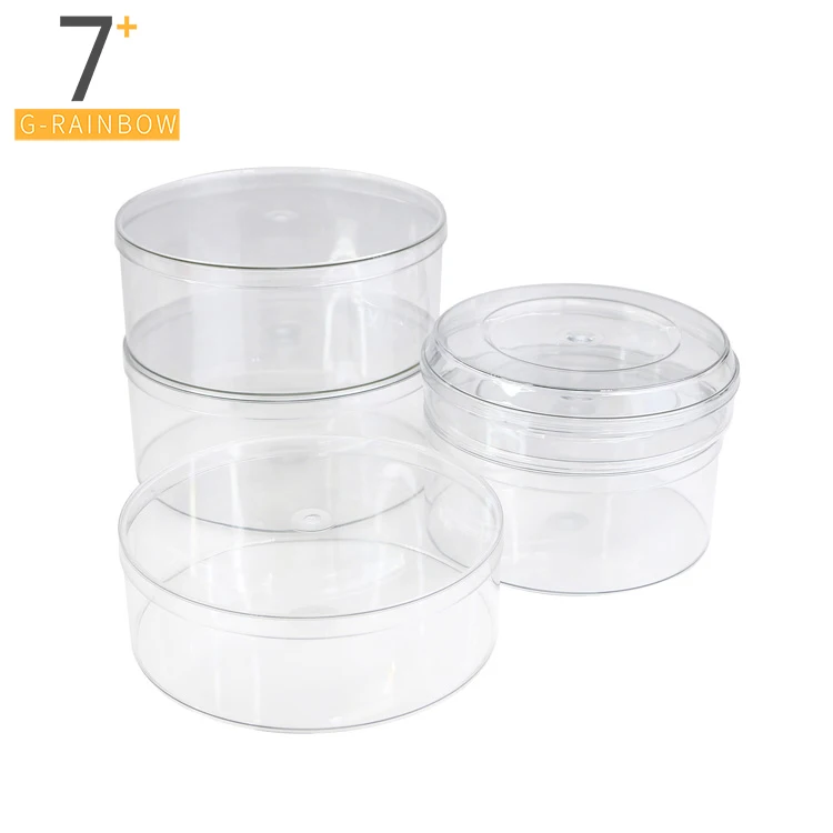 High Quality Pellucid Plastic Box Round Packaging Food Container Biscuit Cookie  Storage Box with Clear Lid