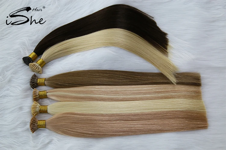Wholesale 100% Human Hair Double Drawn Prebonded Russian Hair Cuticle Aligned I Tips Human Hair Extensions