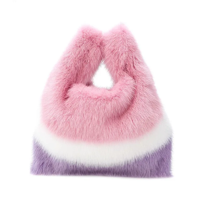 Handmade mink fur handbag women fashion genuine fur bag western style real fur tote bags