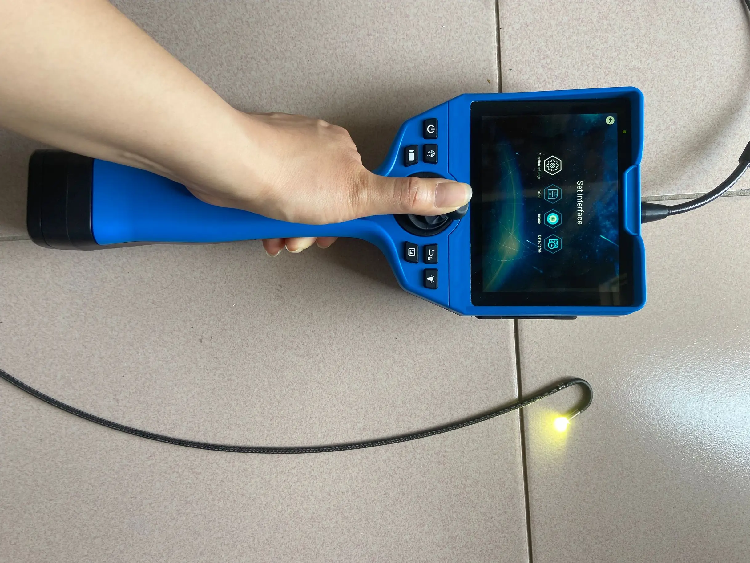 Flexible Industrial Videoscope Inspection Camera 5.2' Display Waterproof IP67 Photo Editing HD Camera 360 Degree Joystick