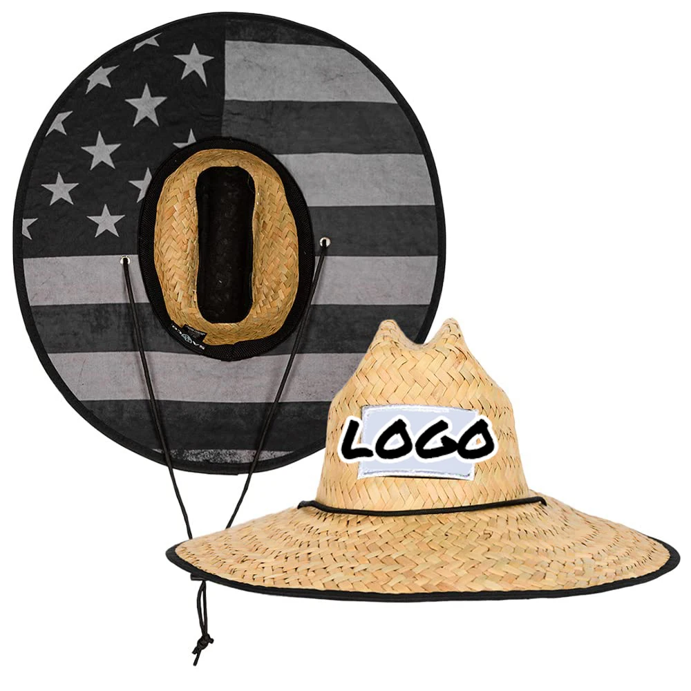 Custom Patches Quality Men Woman Summer Beach Surf Hats Chapeau De Paille Homme Lifeguard Mexican Straw Hat