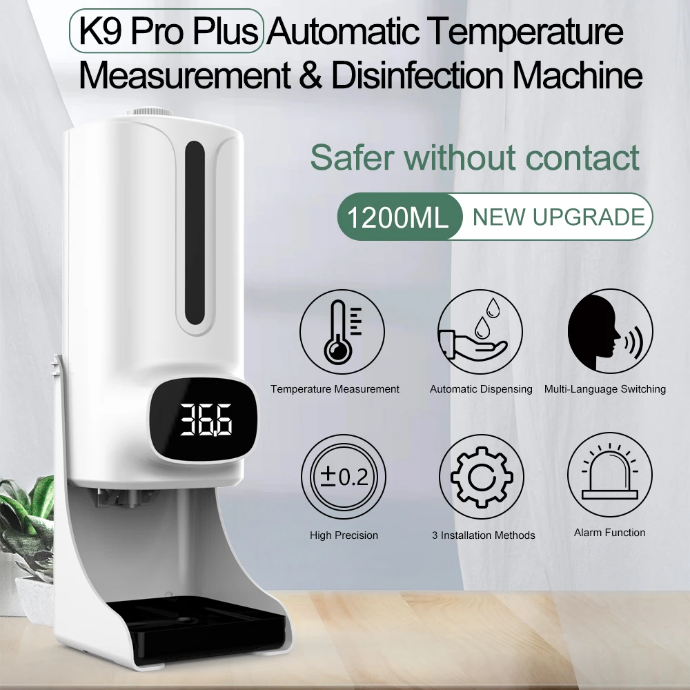 K9 Pro Plus Digital Automatic Alcohol Hand Sanitizer Dispenser Contactless Body Temperature Measurement K9 Pro Gel Dispenser
