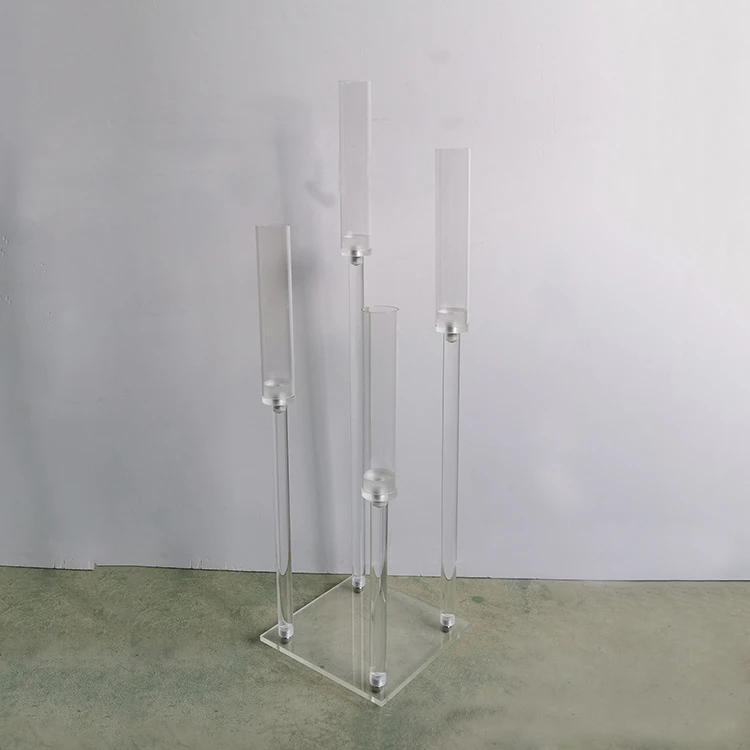 New wedding transparent acrylic crystal square bottom Candlestick stage T-shaped table desktop on-site layout decoration props