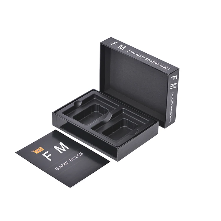 Factory CMYK Printing Reusable Coated Paper Box Customized Logo Board Game Card Packaging Box with Plastic Tray