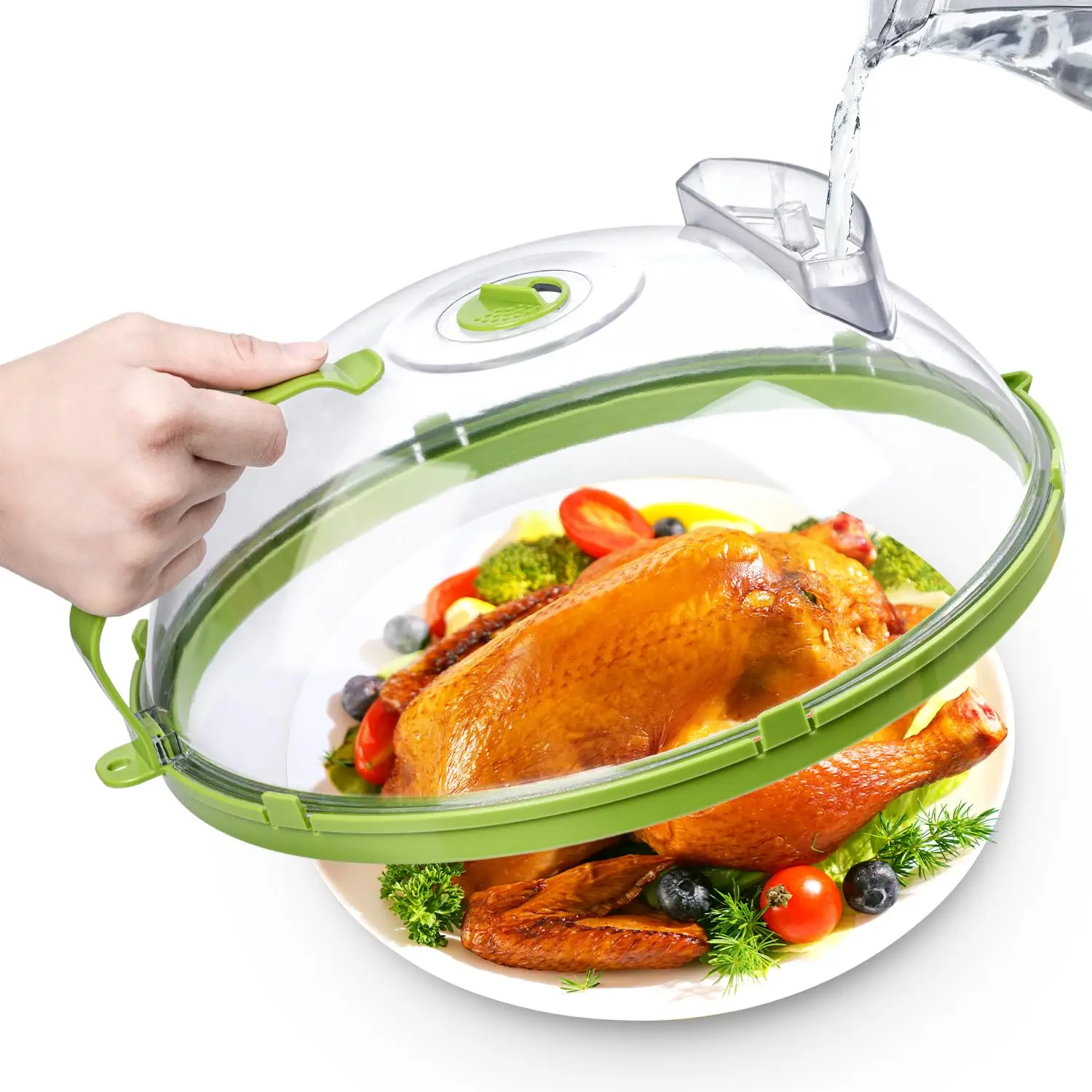 Kitchen Gadgets and Accessories 10 Inch Plate Covers Splatter Cover with Water Steamer Microwave Cover