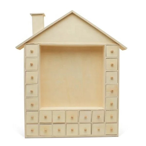 Wood Seasonal Calendar House Decoration Custom Christmas Candy Box OEM Size Wholesale