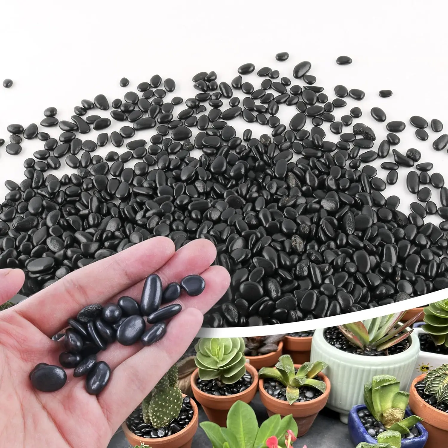 Hot selling great quality  various sizes black pebble natural river stone mini black cobble stone