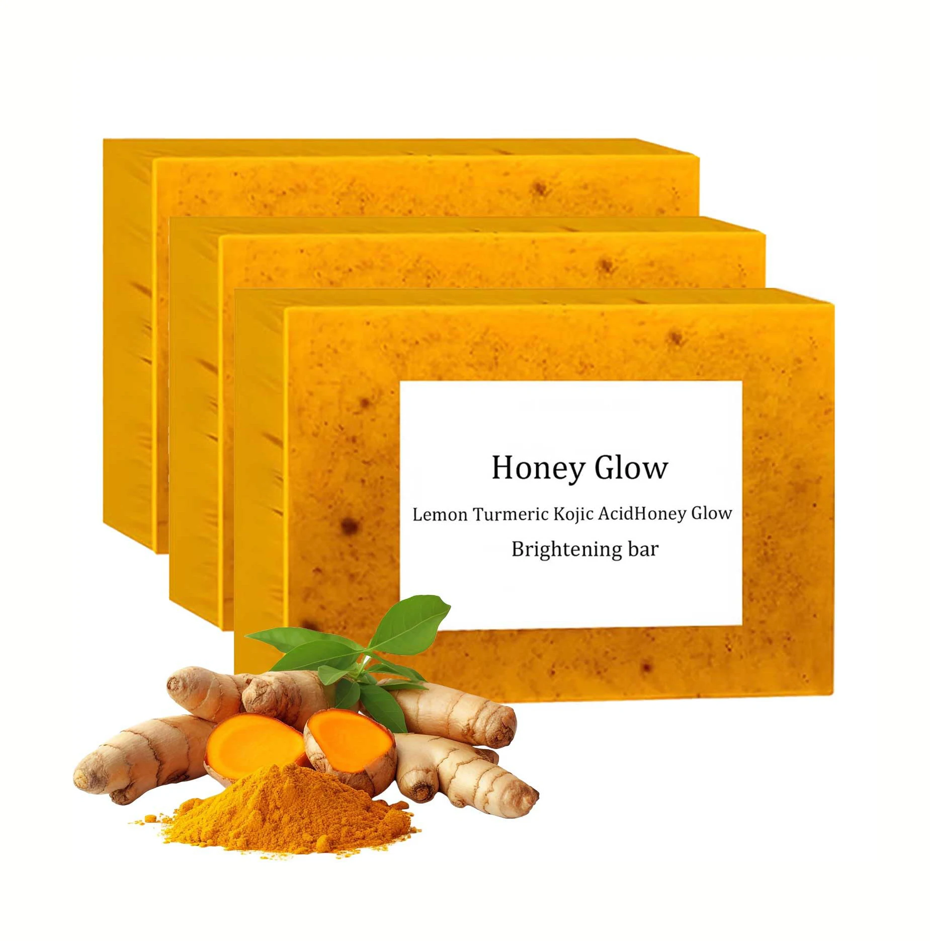 Private Label Lemon Soap Turmeric and Kojic Acid Soap Original Honey Glow Brightening bar Vitamin C Handmade Turmeric Lemon Soap