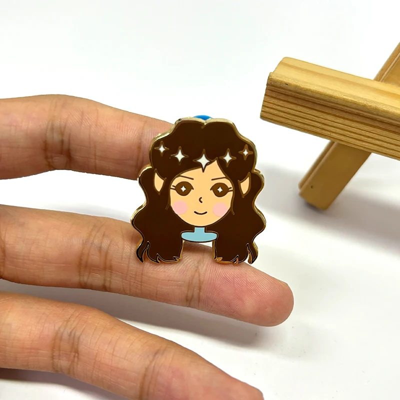 2024 New Design Hard Enameled Metal Lapel Pins Custom Silk Screen Printed Princess Girl Souvenir Cute Little Girl