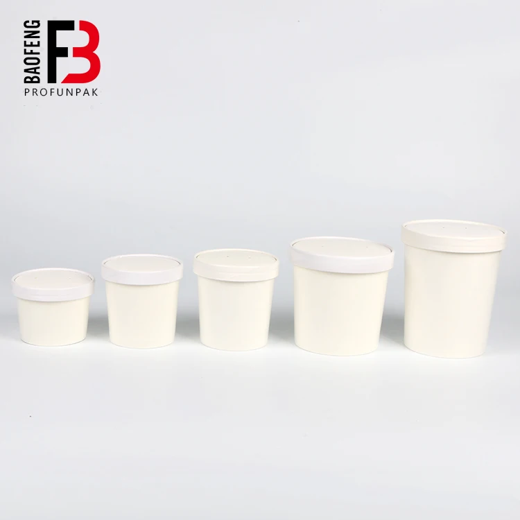 hot soup paper bowl disposable white greaseproof and water proof food container