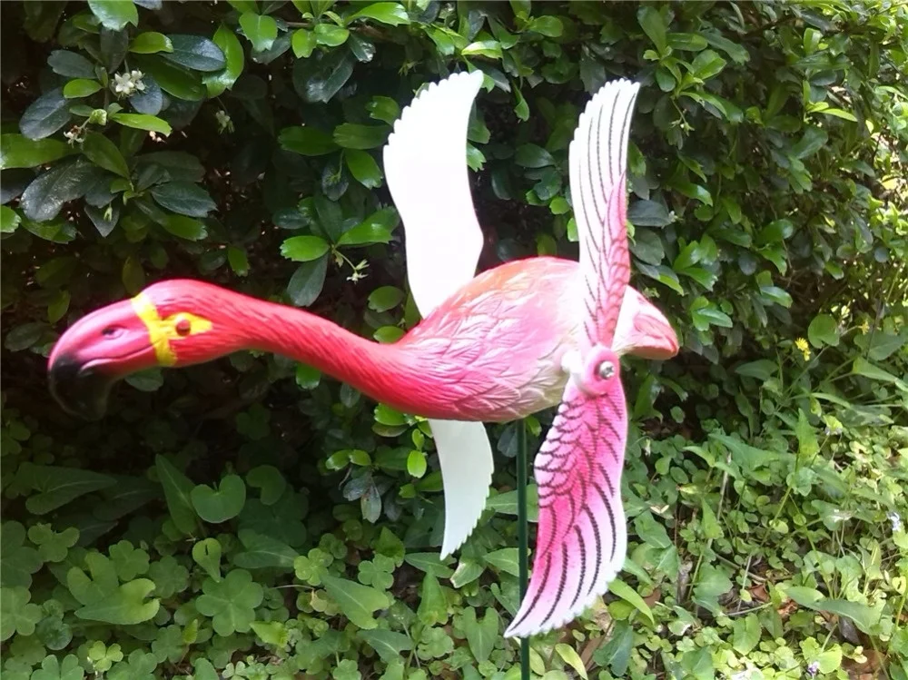 Osgoodway Good Quantity Cheap Hot Sale Plastic Pink Garden wind fans flamingo for Decor