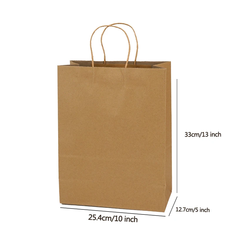 Factory Wholesale custom Printing logo restaurant packaging Biodegradable Recyclable Brown Kraft Paper Bag With Handle