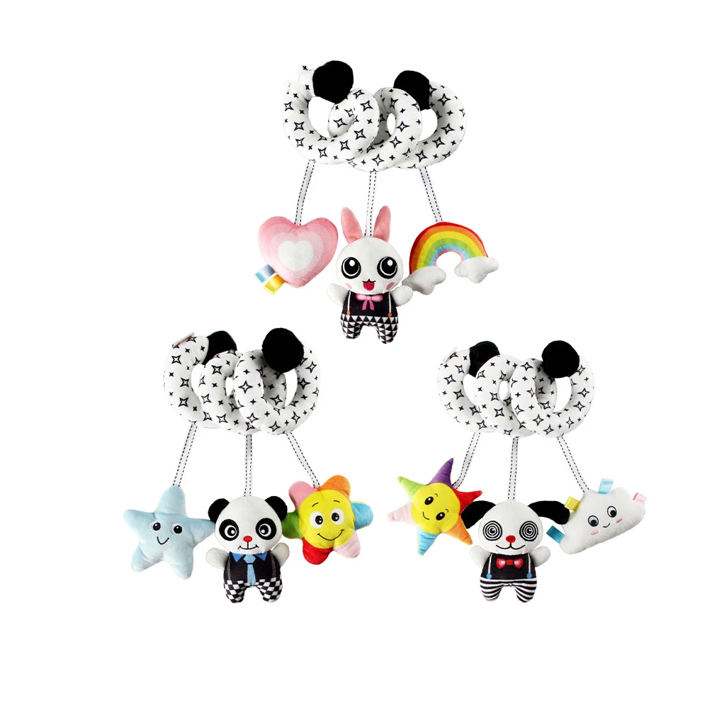 Baby Stroller Bed Pendant Bed Around Colorful Animal Bed Hanging Toys Newborn Crib Mobile Plush Sensory Car Seat Toy