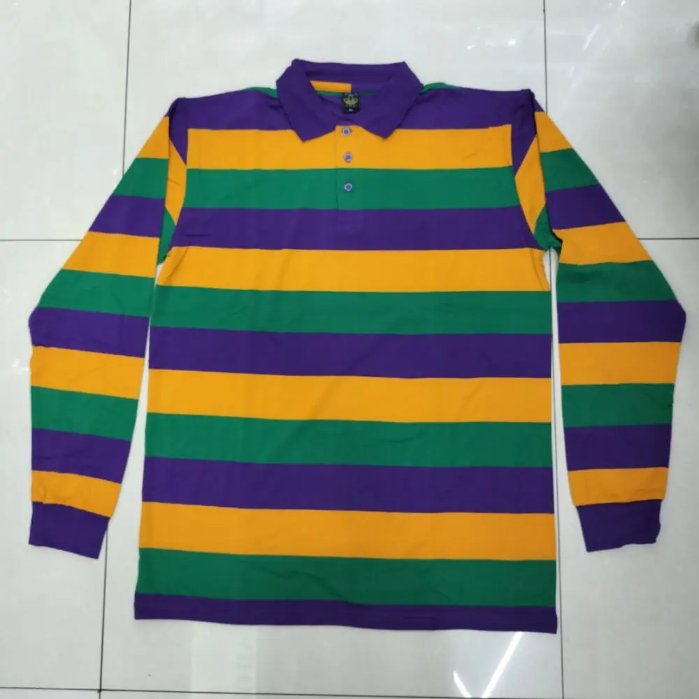 Can Arrange Fast Shipping Striped Mardi Gras Men Women Polo Shirt Fashion Mardi Gras Outfit